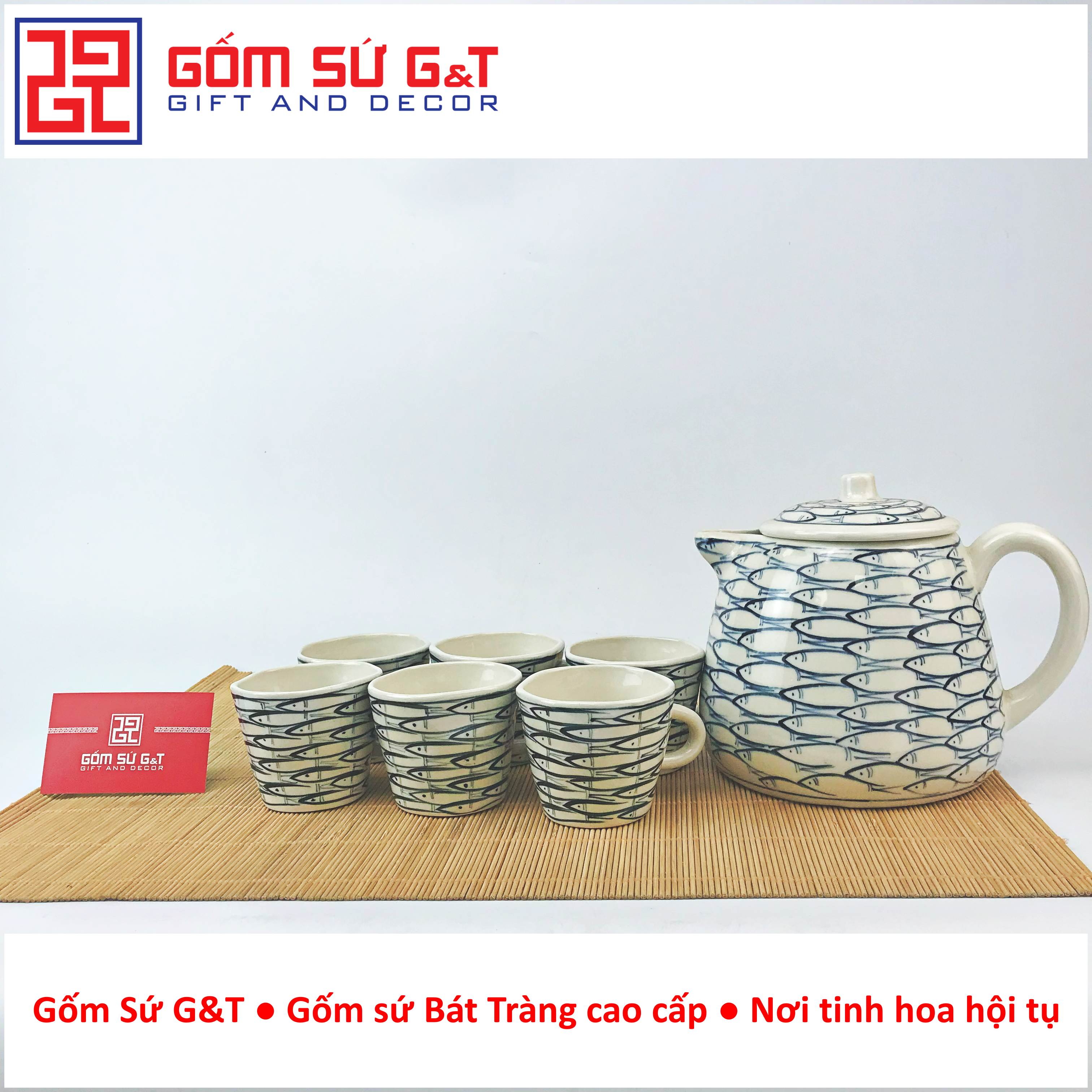 Bộ tích trà vẽ cá đàn Gốm Sứ G&amp;T