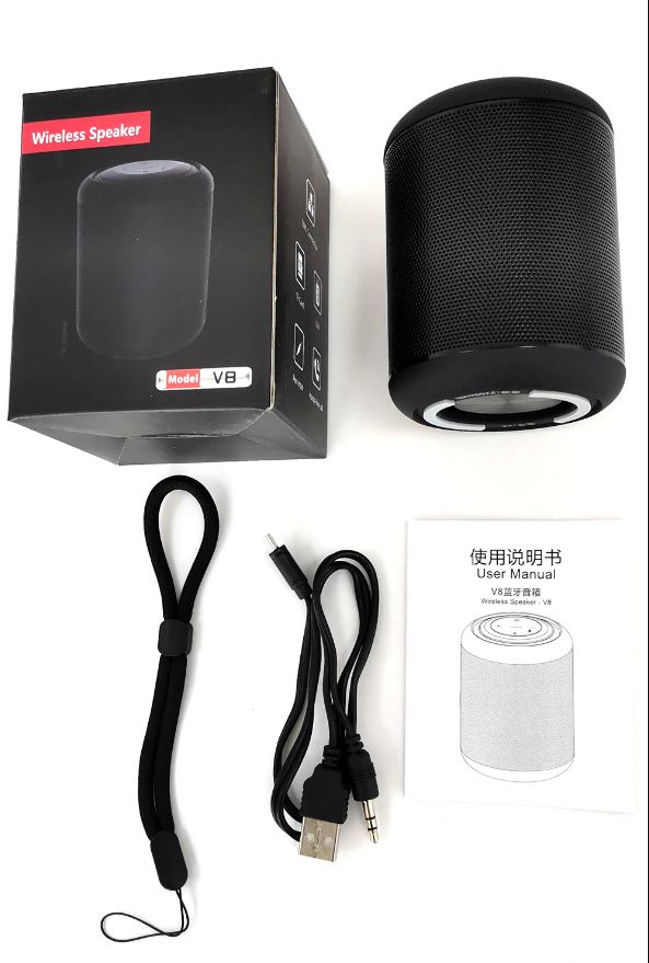 Loa Bluetooth mini không dây Bass mạnh V8 – Loa siêu trầm, âm thanh nổi HiFi, Pin trâu 2200mAh, Hỗ trợ thẻ nhớ, USB