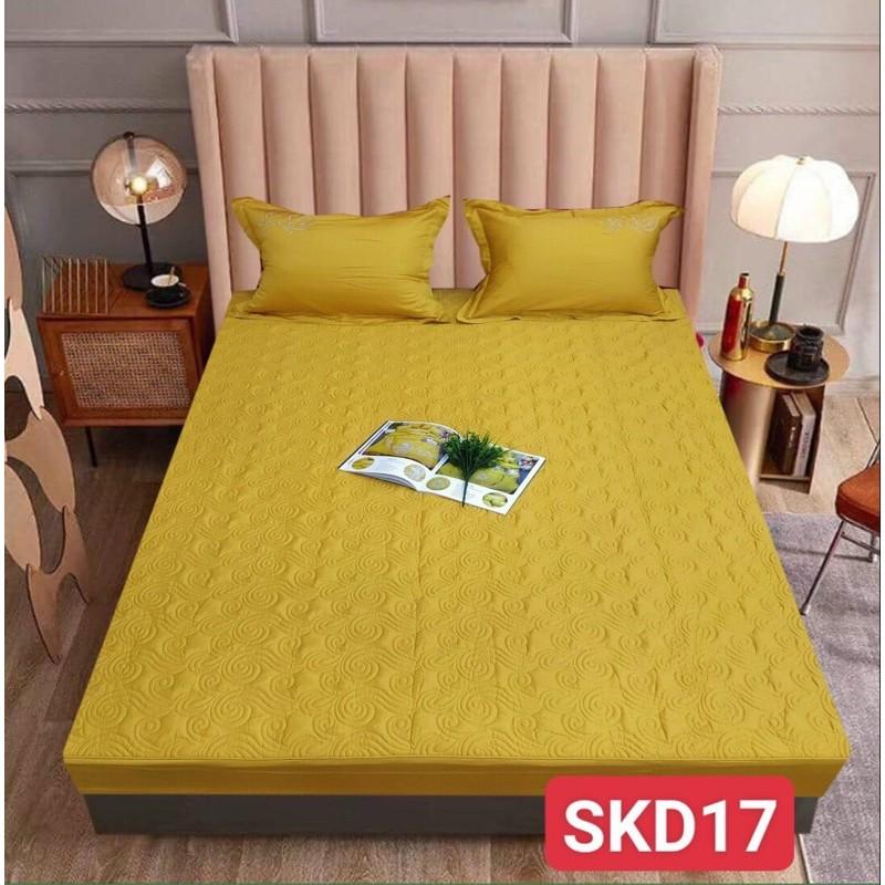 BST Drap Ga gối - Bộ 3 món ga giường và 2 chiếc vỏ gối chun trần silk