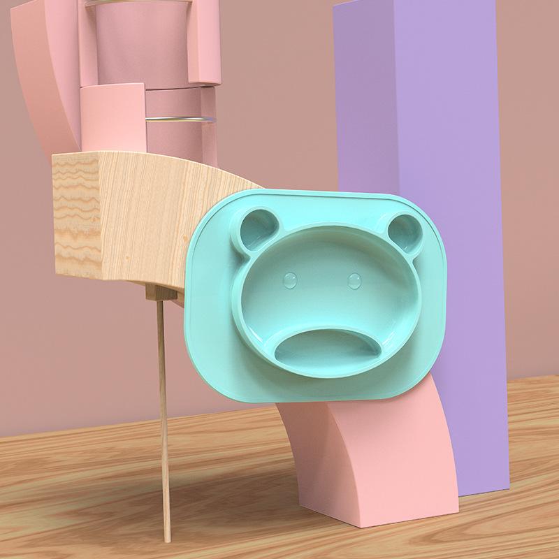 Silicone Cho Bé Chống Rơi Đĩa Dùng Tiệc Bộ Đồ Ăn Trẻ Em Sáng Tạo Hoạt Hình Ăn Sáng Tấm Bát Dễ Thương Gia Sư Đoàn Đĩa
