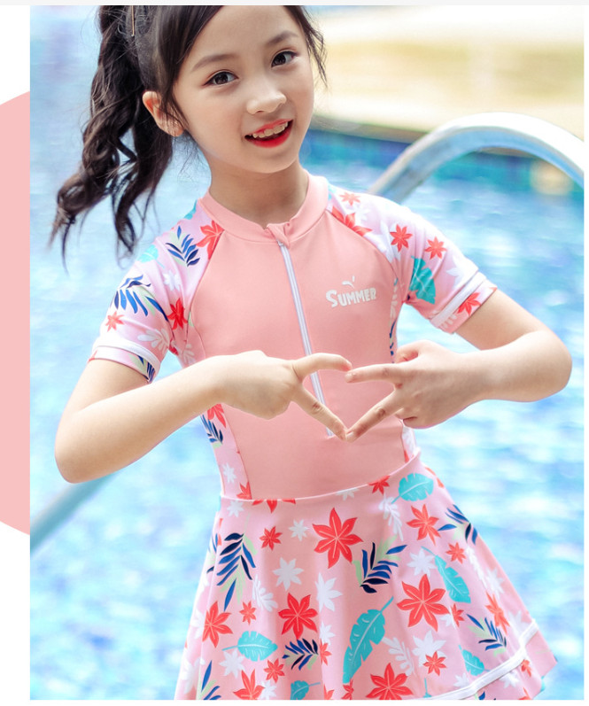 Đồ bơi liền thân ngắn tay bé gái phong cách Nhật Bản mã VAY31625