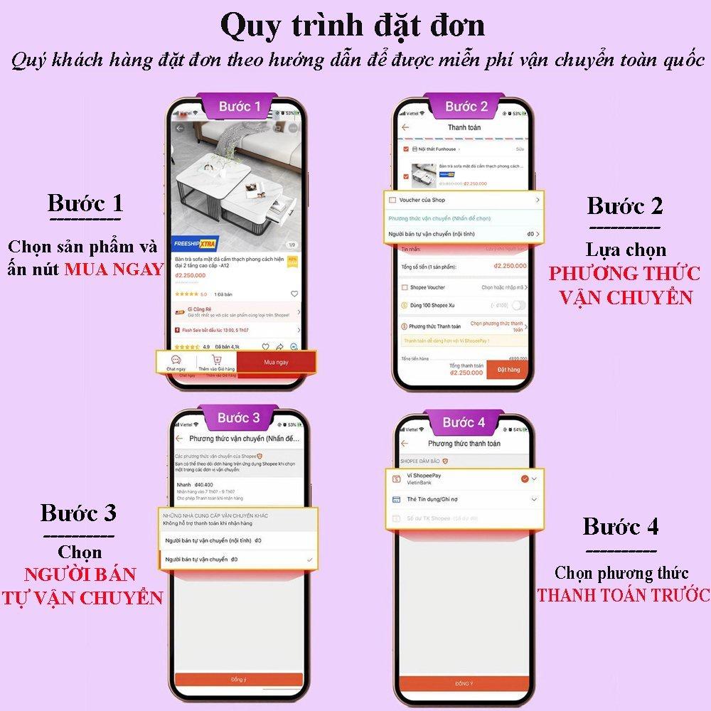 Bàn trà đơn mặt đá cẩm thạch vân mây, bàn sofa chữ nhật phong cách bắc âu - Bảo hành 12 tháng