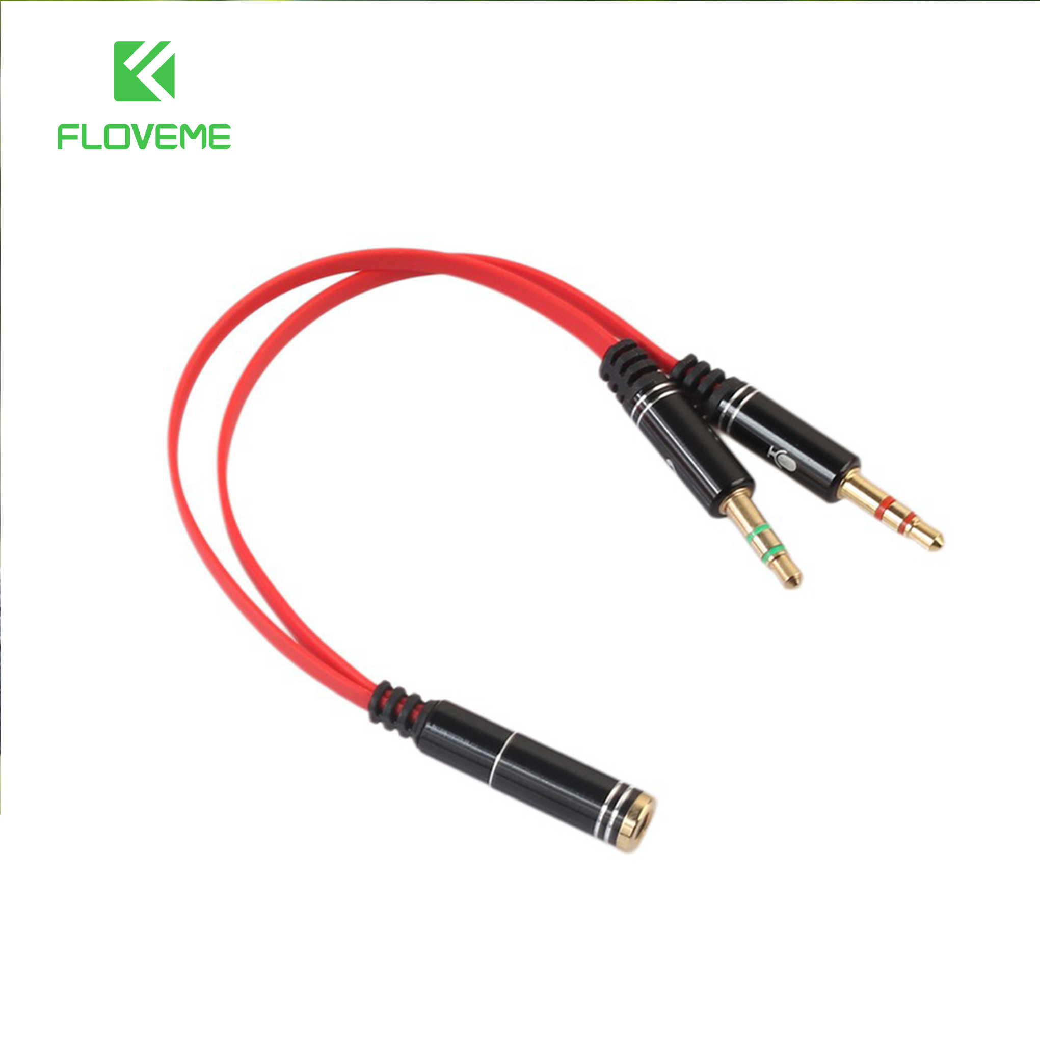 Cáp gộp Floveme audio và mic 2 vào 1 ra 3.5mm âm (cáp chuyển tai nghe điện thoại cho máy tính PC) - hàng chính hãng