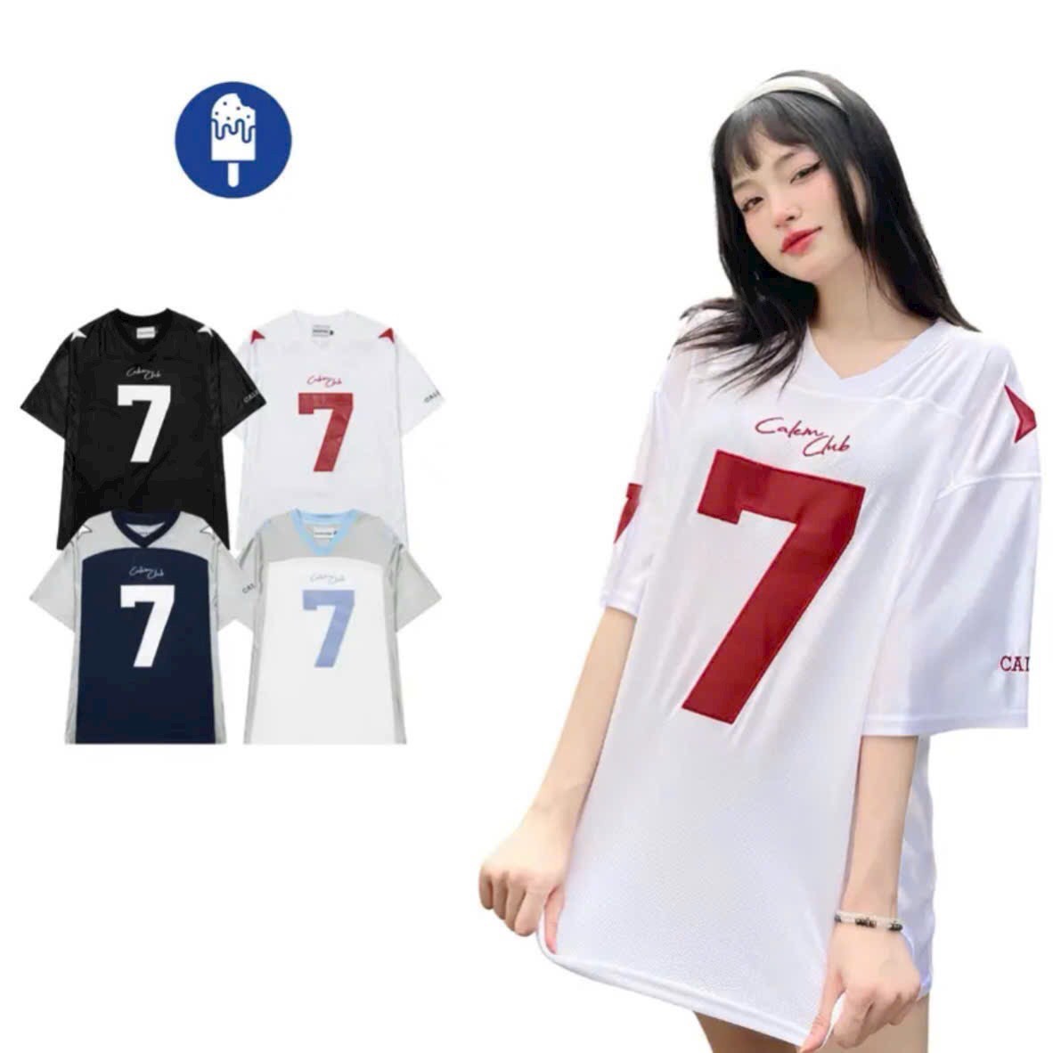 Áo phông nam nữ form rộng 2N Unisex thun thể thao số 7 màu trắng/xanh đen/đen/xám phối hồng/xanh dương