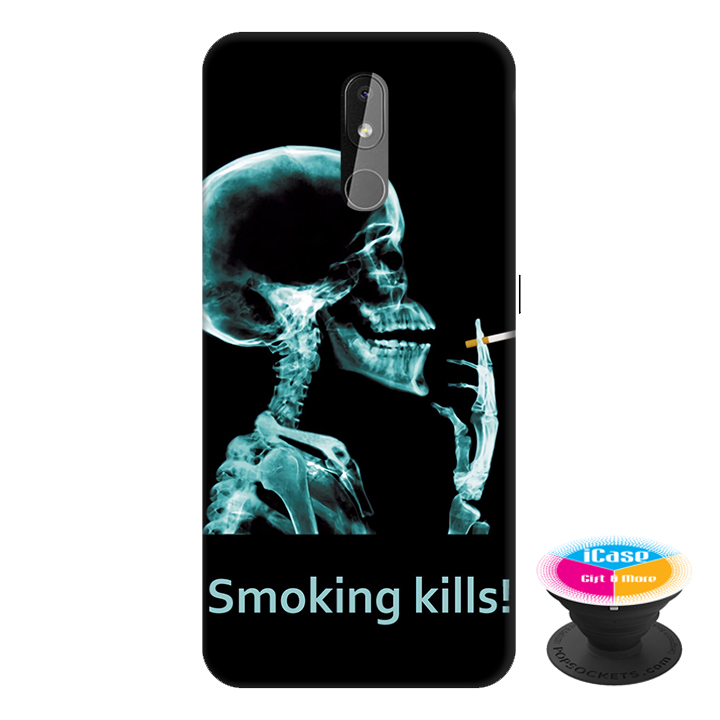 Ốp lưng điện thoại Nokia 3.2 hình Smoking Kills tặng kèm giá đỡ điện thoại iCase xinh xắn - Hàng chính hãng
