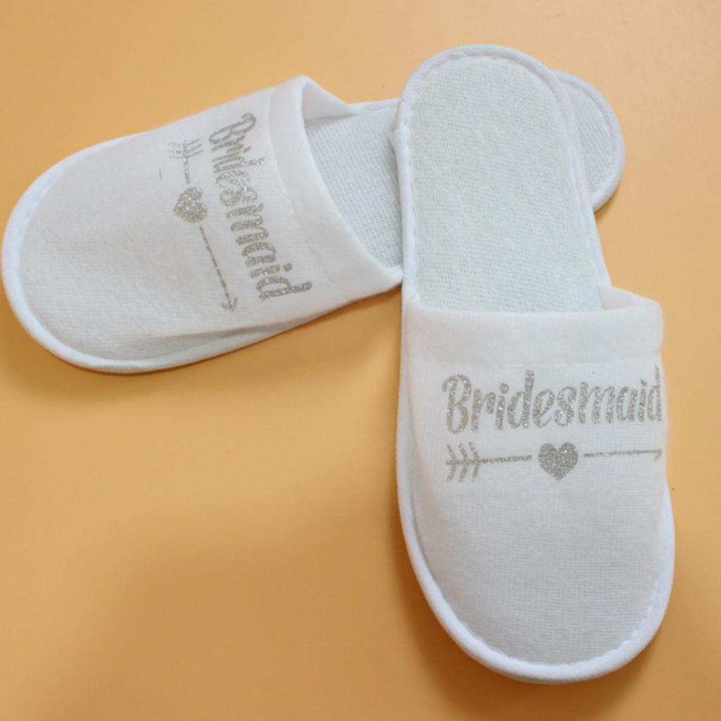 3 Pairs Wedding Party Slippers Silver