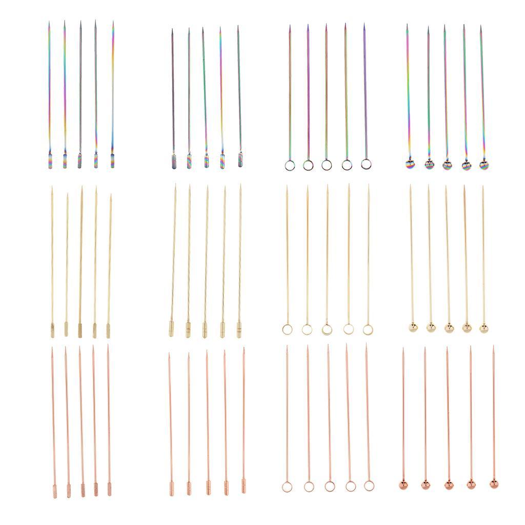 2-3pack 5Pcs/set Stainless steel Cocktail Picks Cocktail Fruit Sticks Bar Tools
