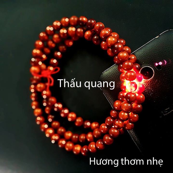 Vòng Tay Phong Thủy Gỗ Huyết Long 108 Hạt Thấu Quang , Trừ Tà, Chiêu Tài Lộc, May Mắn, Bình An, Sức Khỏe
