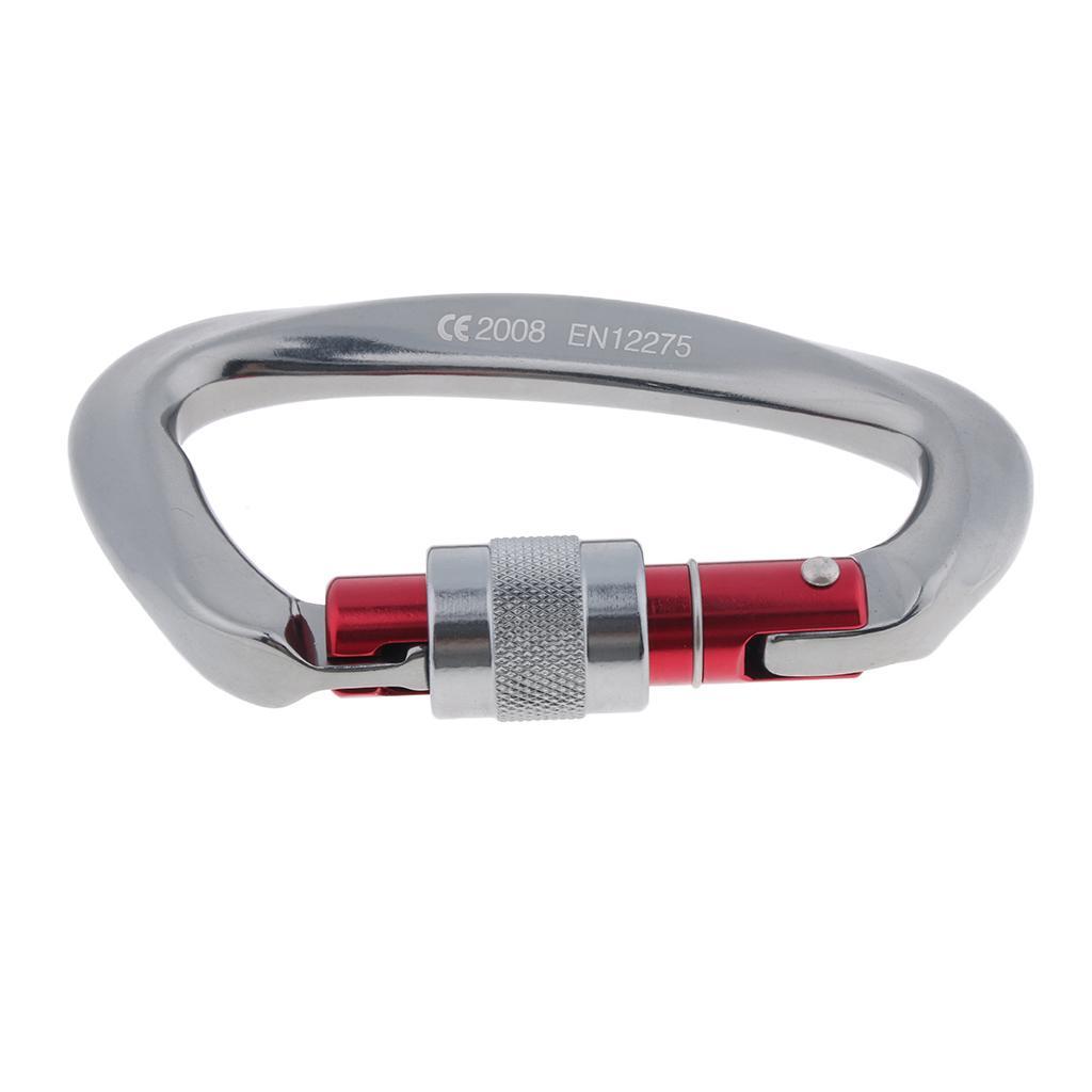 2Pcs 25KN D Type Screw Lock Carabiners Outdoor Clips Hammocks