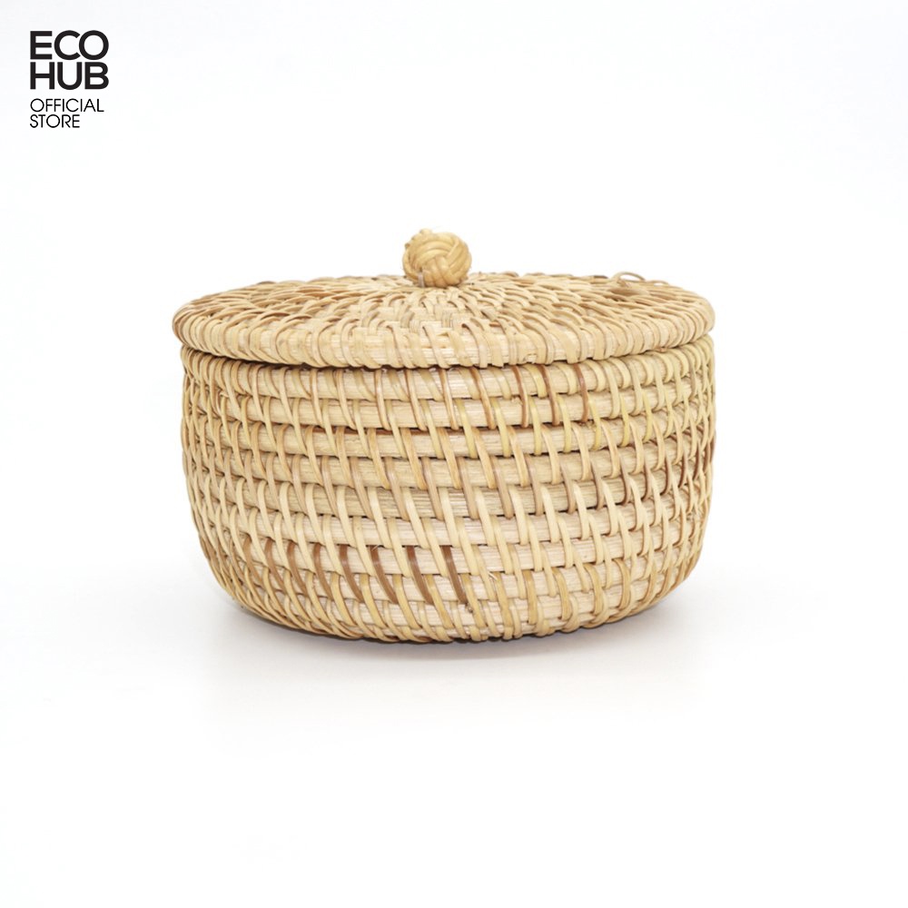 Hộp mây đựng đồ ECOHUB có nắp12x7cm (Rattan Box)