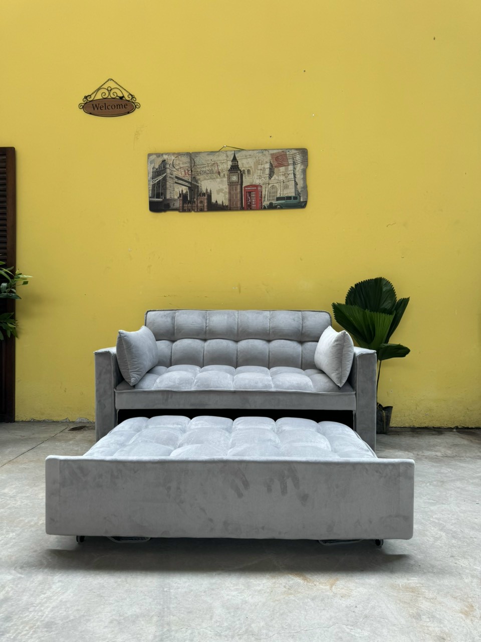Sofa giường đa năng thông minh, sofa gấp gọn SM27CT Juno Sofa bọc vải, chân kim loại cao cấp