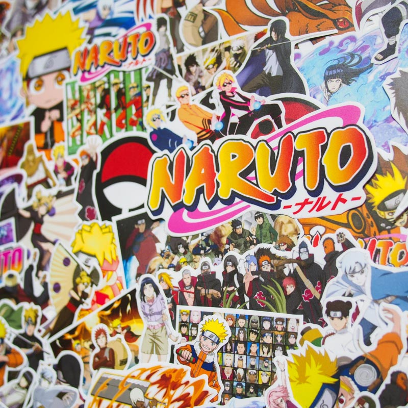 Set 100 sticker hình dán laptop mũ bảo hiểm xe máy xe hơi chủ đề Naruto