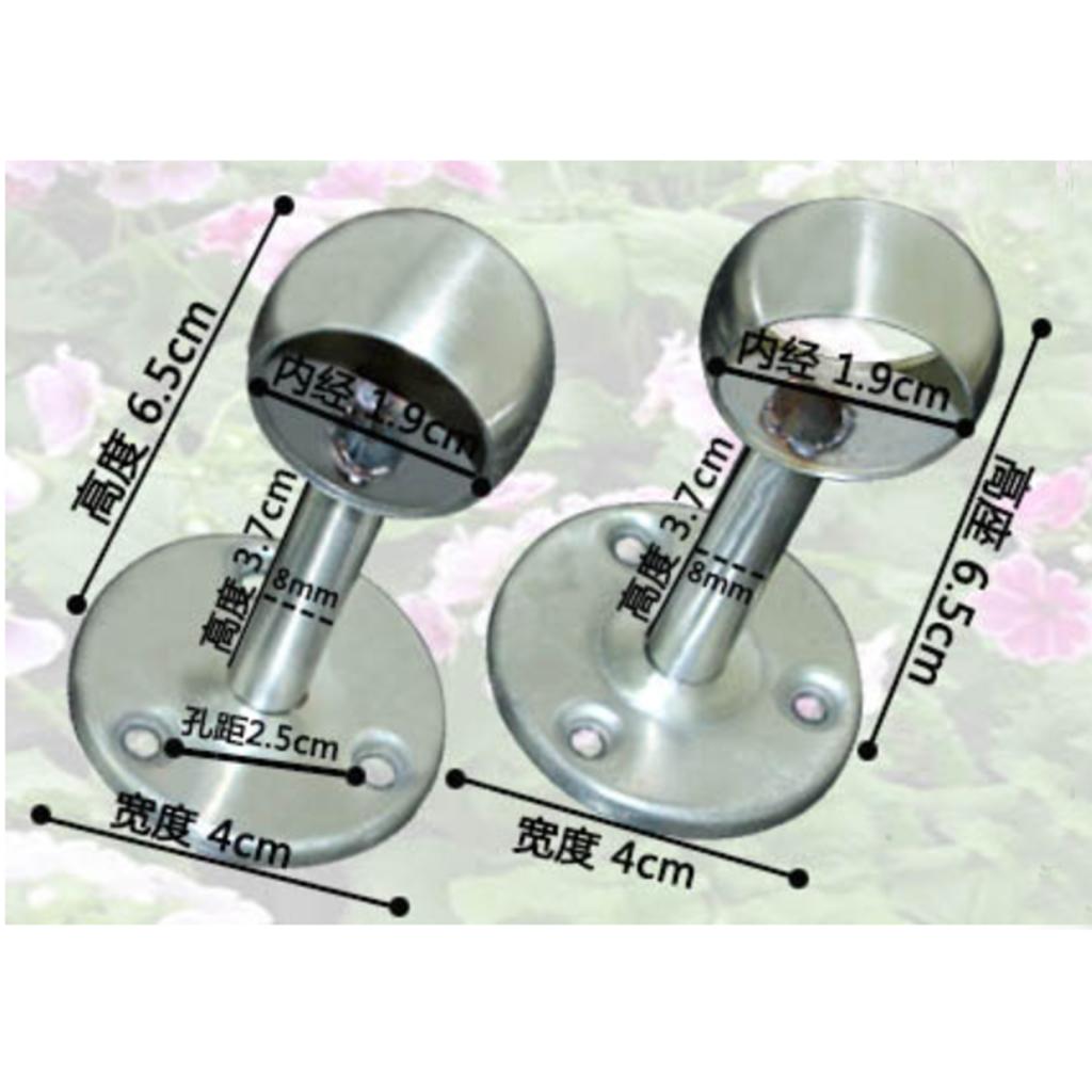 2pcs Stainless Steel Wardrobe Pipe Lever Support Closet Rod Bracket Flange