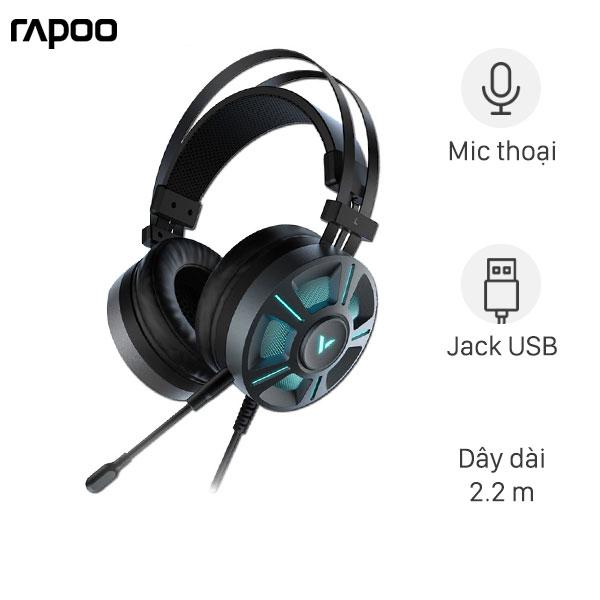 Tai nghe chụp tai Gaming 7.1 Rapoo VH510 Đen - Hàng Chính Hãng