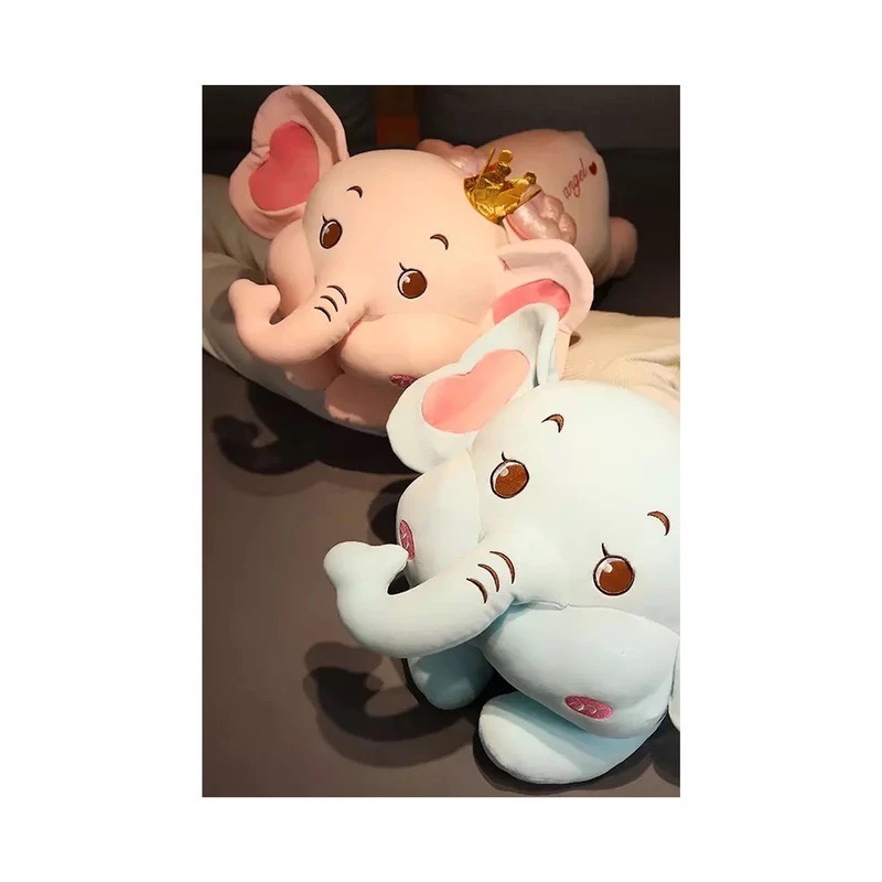 Thú nhồi bông voi đội vương miệng đáng yêu - Size 70cm đến 1m1 - Quà tặng gấu bông con voi êm mịn cho bé