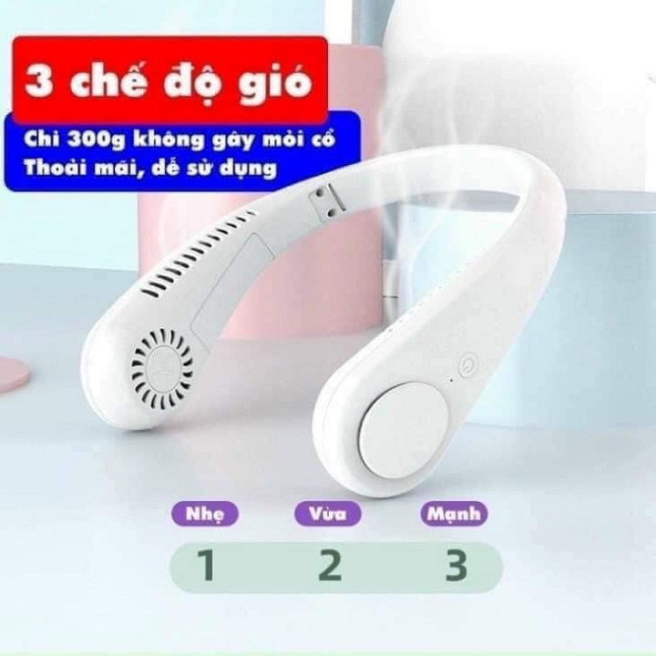 Quạt đeo cổ mini không cánh tích điện thông minh tiện lợi, thời trang, dáng thể thao