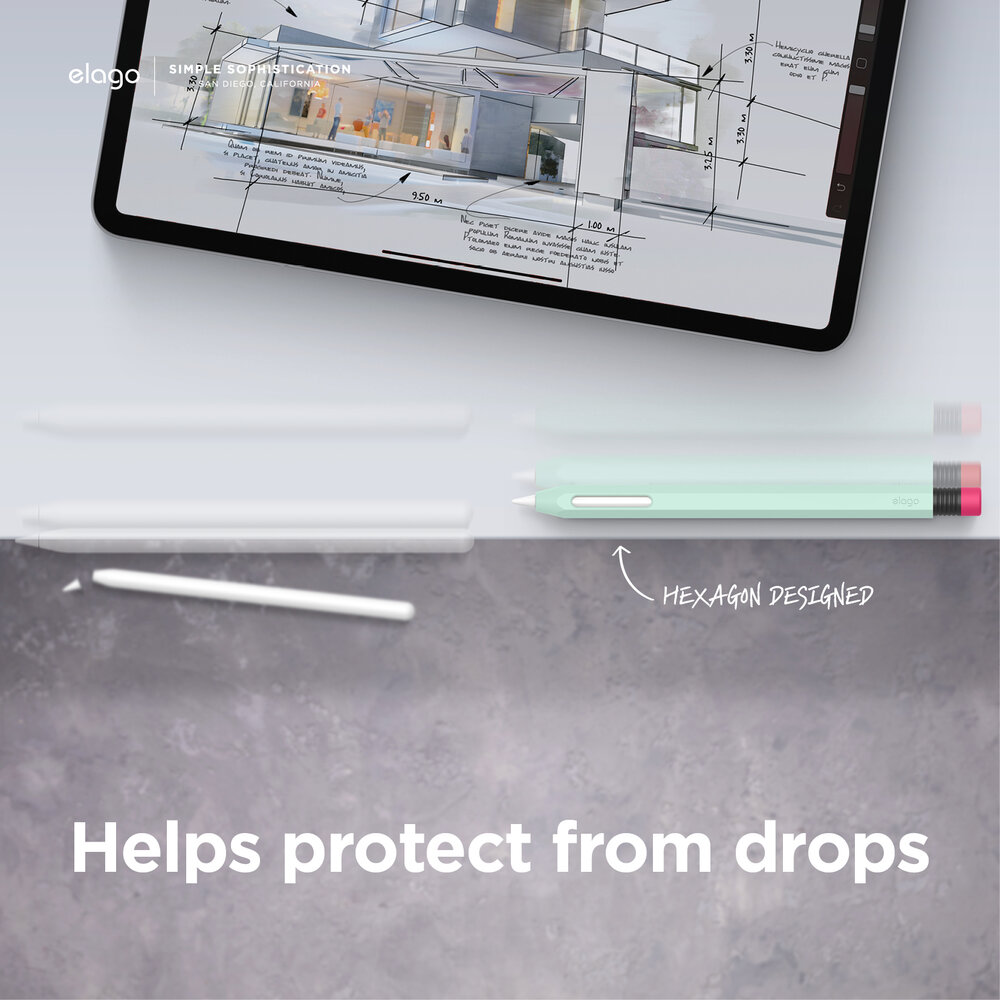Bao Elago Silicone Dành Cho Apple Pencil 2, Kiểu Dáng Bút Chì, Chống Bẩn, Chống Trầy,Sạc Không Cần Tháo - Hàng Chính Hãng
