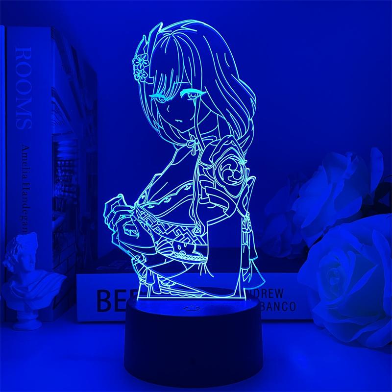 Genshin Tác Động Raiden Shogun Đèn Ngủ 3D Led USB Nhân Vật Game Đèn Trẻ Em Quà Tặng Sinh Nhật Phòng Ngủ Đèn Trang Trí