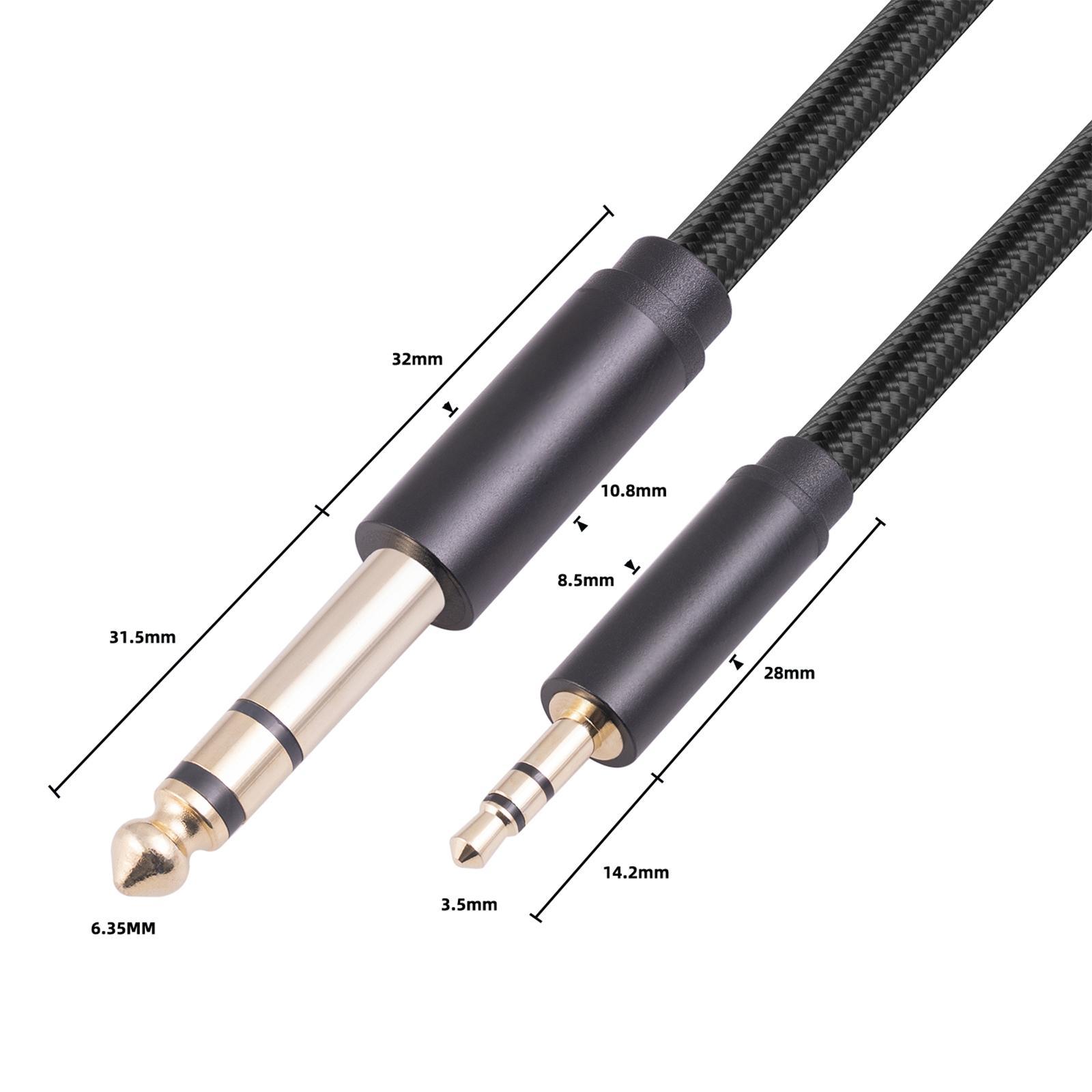 Audio Cable 3.55 to 6.35mm 1/8 inch to 1/4 inch for Mixing Desks Smart Phone Bass