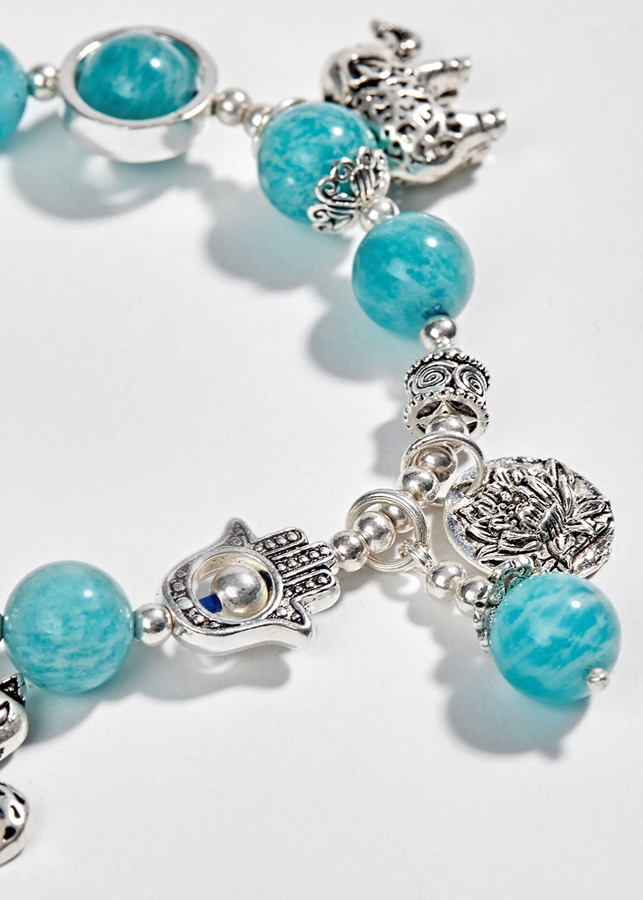 Vòng Đá Amazonite Phối Charm Bạc Ngọc Quý Gemstones