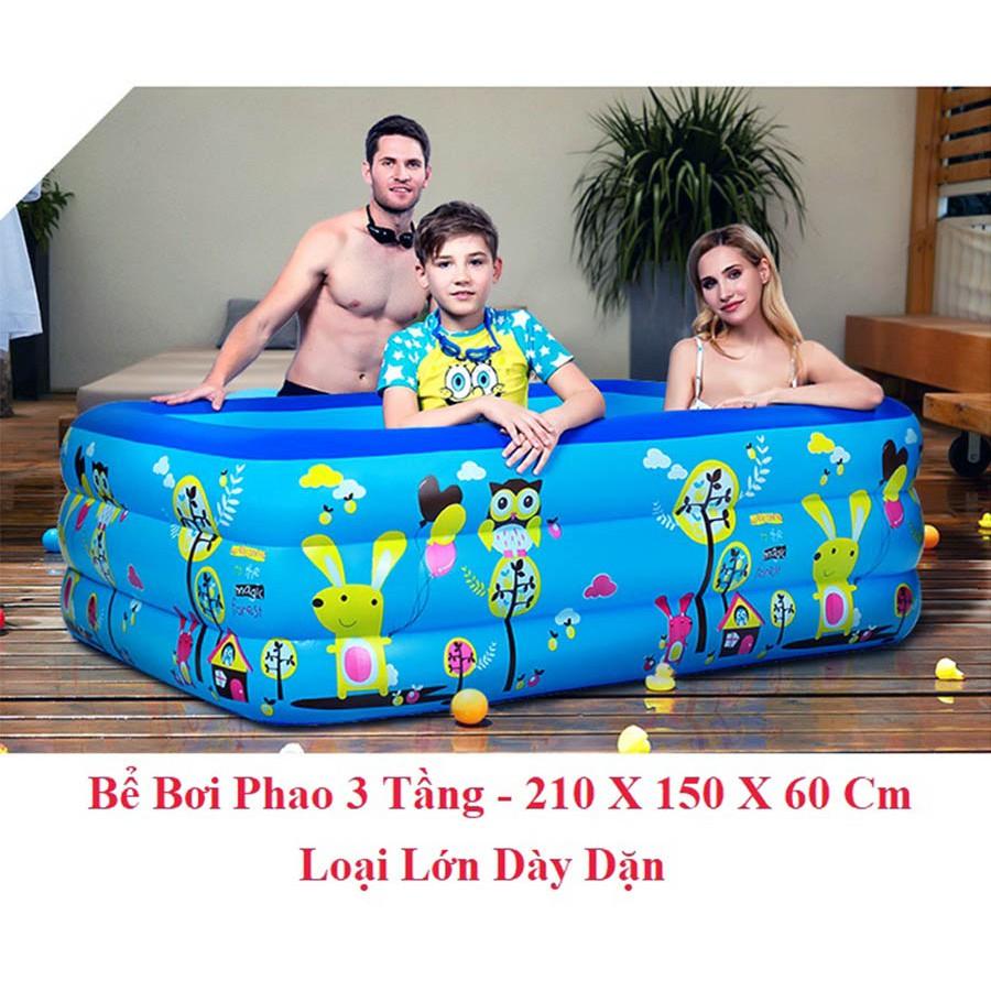 hồ bơi phao trẻ em,Bể bơi phao trong nhà, hình chữ nhật kích thước 210cm