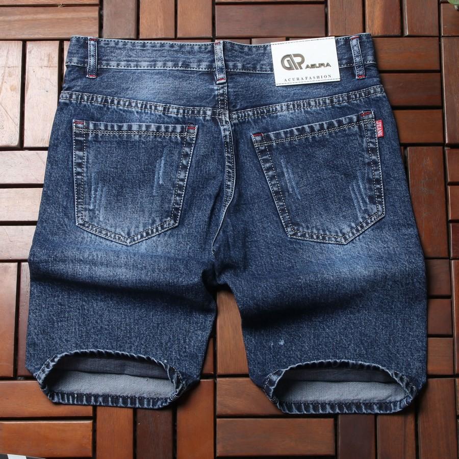 Quần short jean nam xanh đen xước GN413 Gấu Nâu