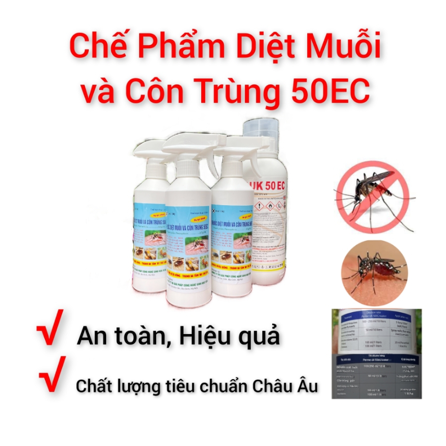 Thuốc Diệt Muỗi Và Côn Trùng 50EC, An Toàn, Hiệu Quả Cao, Chất Lượng Tiêu Chuẩn Châu Âu, Chế Phẩm Diệt Muỗi, Ruồi, Kiến, GIán Và Côn Trùng, Không Gây Hoen Ố Tường Và Đồ Dùng Gia Đình, Phun Tường, Hiệu Lực 4-6 Tháng