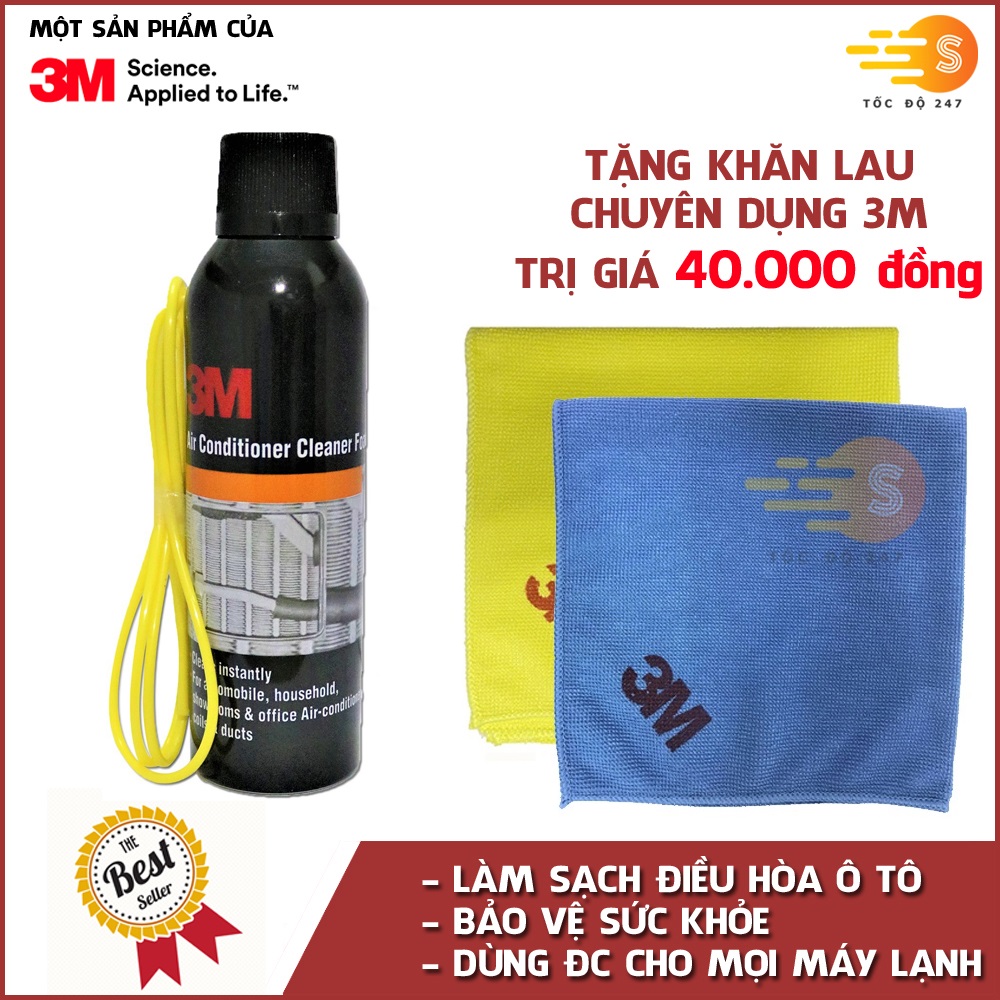 Chai xịt vệ sinh hệ thống điều hòa ô tô 3M 3M-ACC tặng khăn lau ô tô chuyên dụng 3M màu ngẫu nhiên