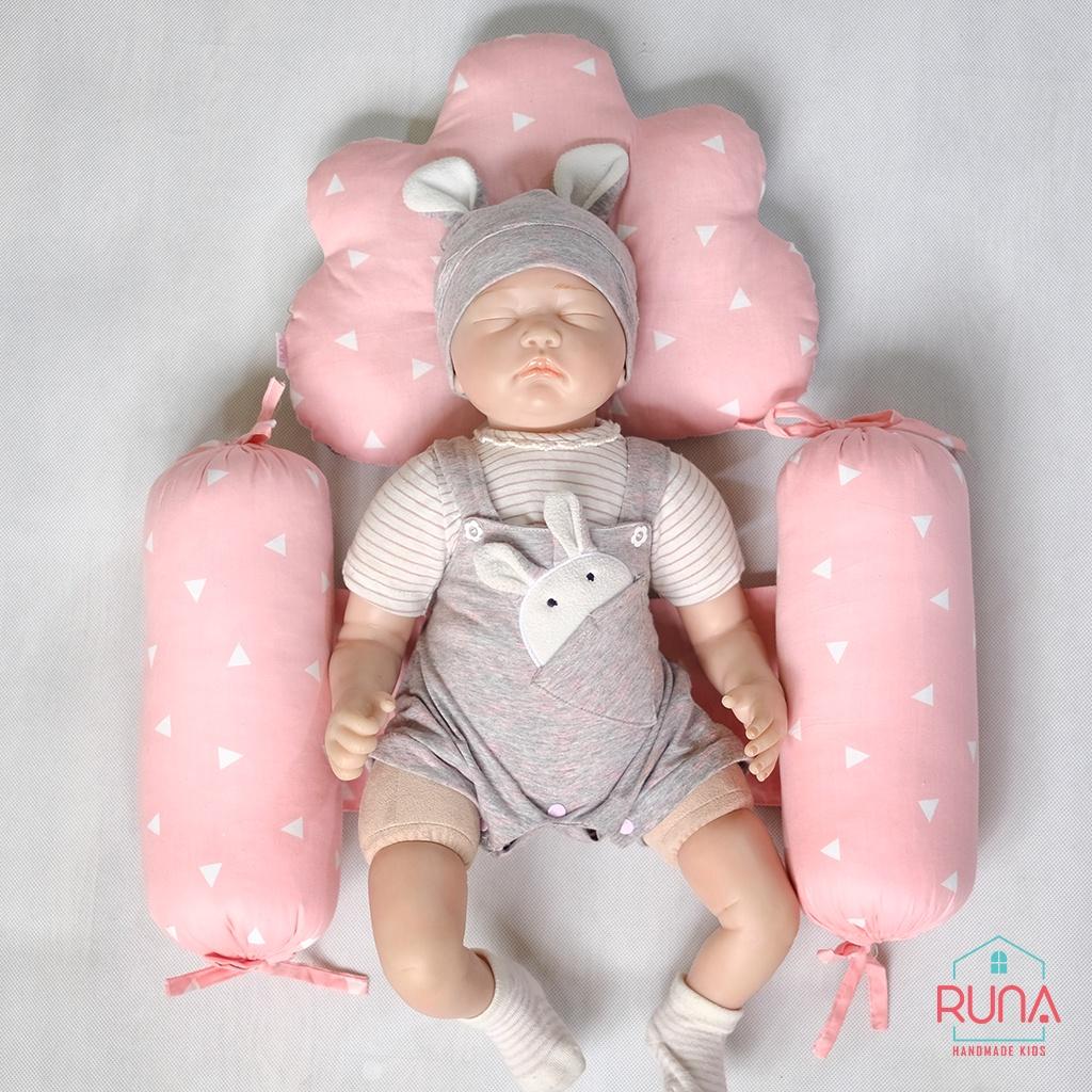 Gối chặn cho bé RUNA KIDS chất liệu cotton Hàn 100% cao cấp, mềm mịn, an toàn cho bé