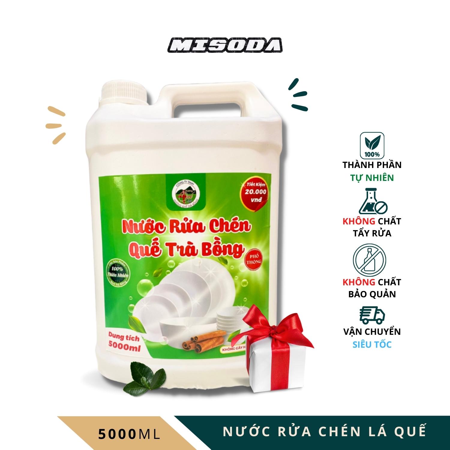 Nước Rửa Chén Bát Hương Quế Trà Bồng 1000ml – 5000ml, Thành Phần Tự Nhiên, An Toàn Cho Da Và Sức Khỏe, Đánh Bật Dầu Mỡ Và Mảng Bám, Mùi Hương Dễ Chịu – Hàng Chính Hãng