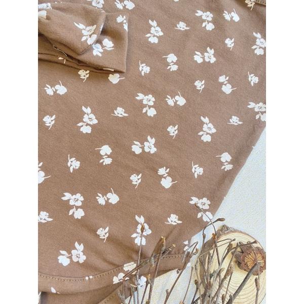 Body 2 dây hoa nâu cotton Hàn sịn cho bé( kèm turban )