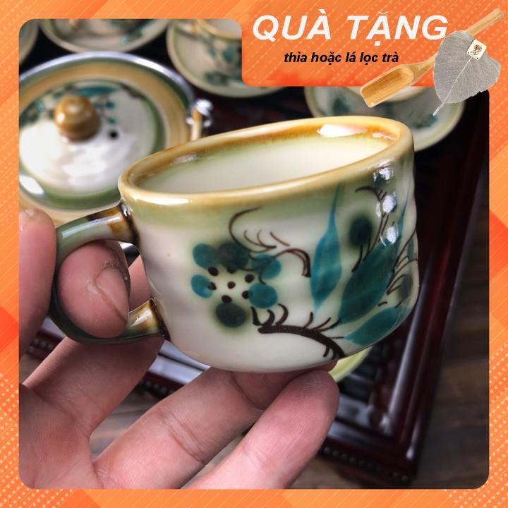 Ấm trà dáng trúc vẽ tay chén lớn