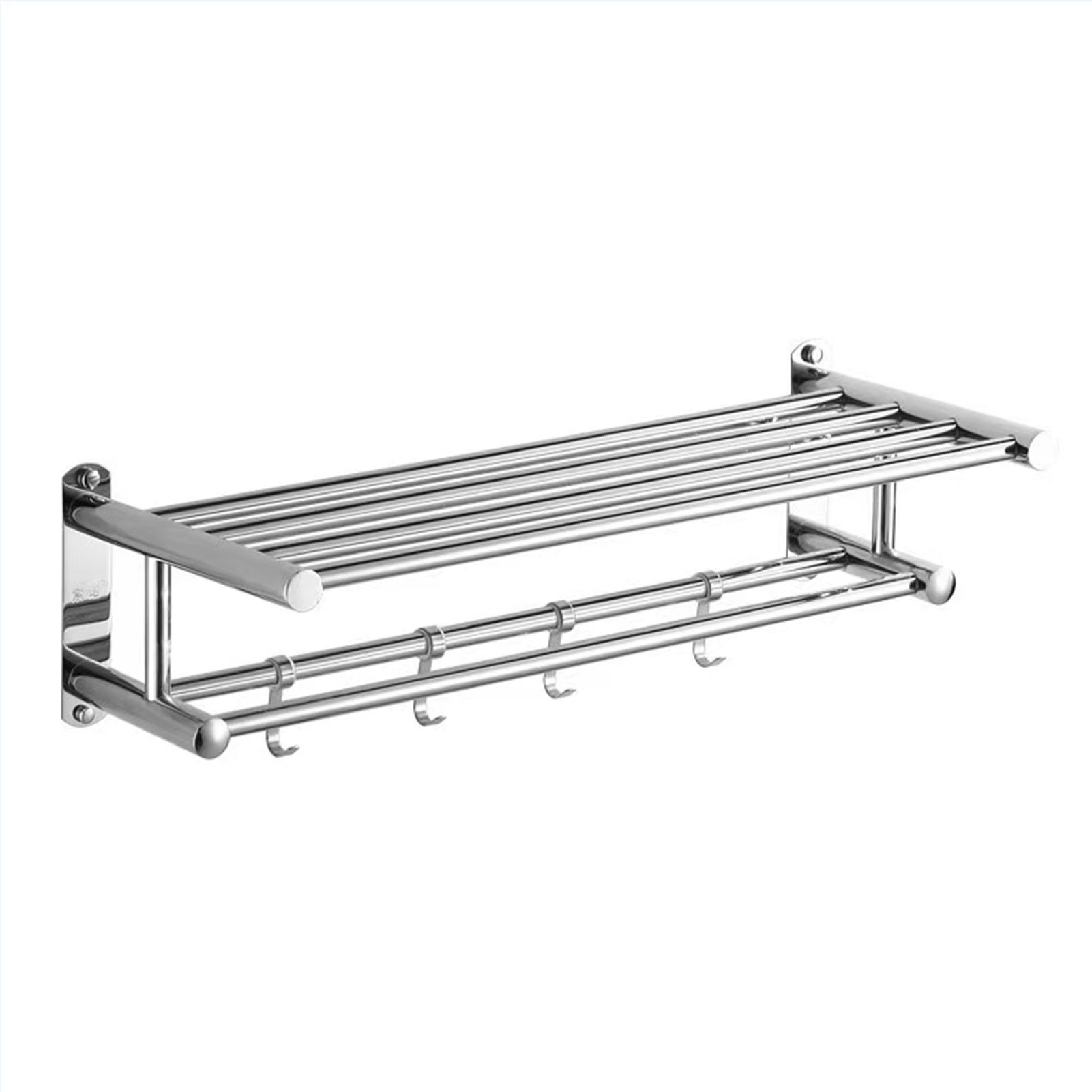 Giá để khăn tắm treo tường 2 tầng với 4 móc có thể tháo rời bằng thép không gỉ