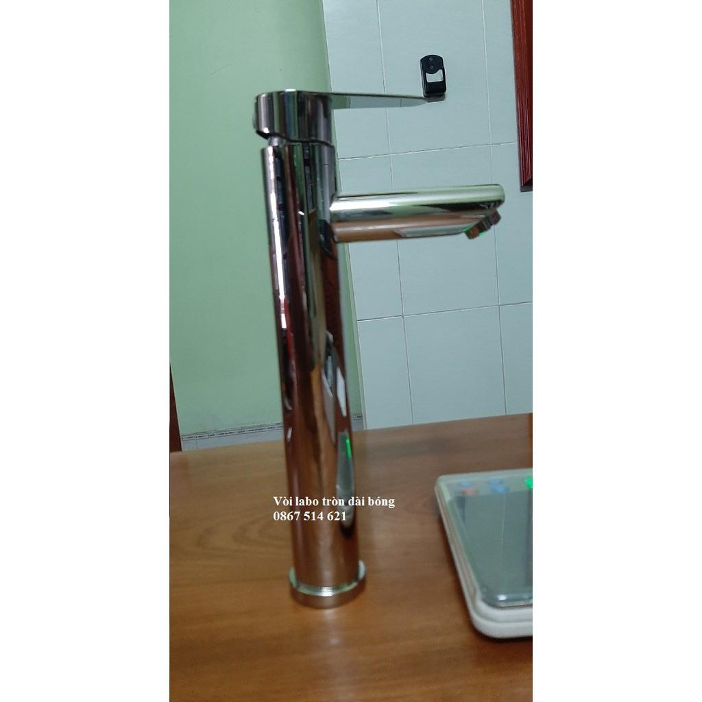Vòi labo tròn cổ cao, vòi rửa mặt nóng lạnh inox