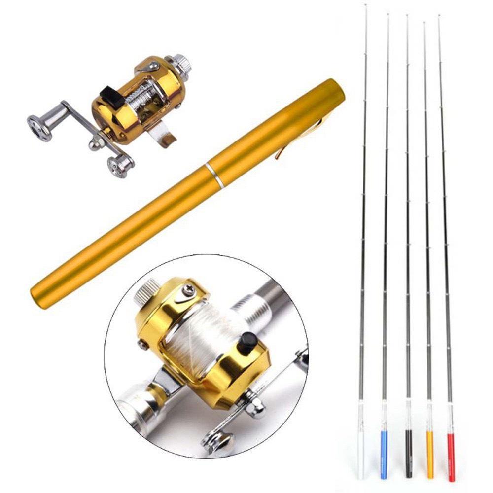 Cần Câu Cá Mini Hình Cây Bút Kèm Tay Quay.