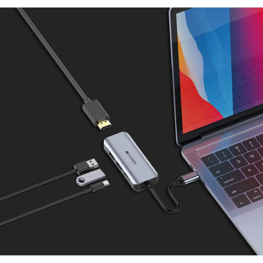 Cổng Chuyển HyperDrive HDMI 4K60HZ 4-IN-1 USB-C Hub (HD41) hàng chính hãng