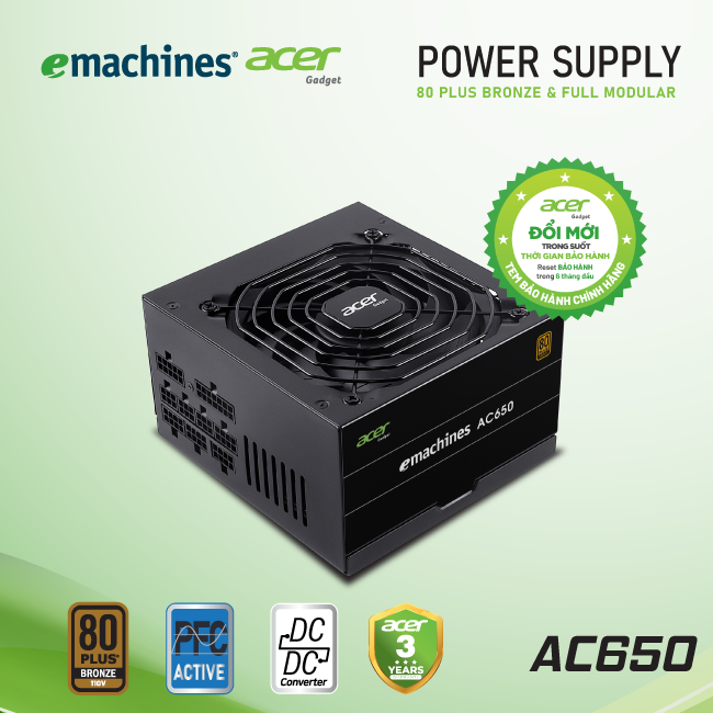 Nguồn Máy Tính Acer AC650 FR Bronze Full Modular – Hàng Chính Hãng
