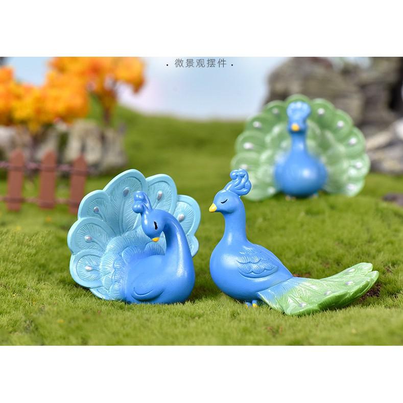 Mô hình Con Công xoè cánh trang trí tiểu cảnh terrarium quà tặng trang trí