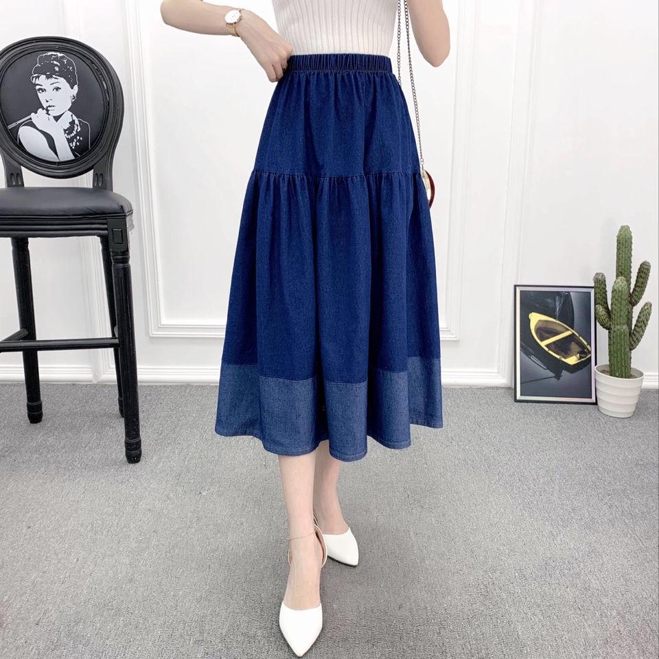 Chân Váy Denim Lưng Cao Co Giãn Tốt Cỡ Lớn Dễ Phối Đồ