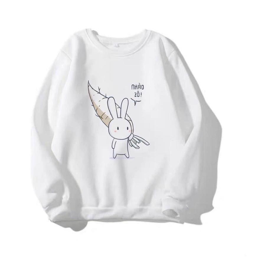 Áo sweater nỉ thỏ 7 màu cầm cà rốt nhào vô unisex cryaotic10