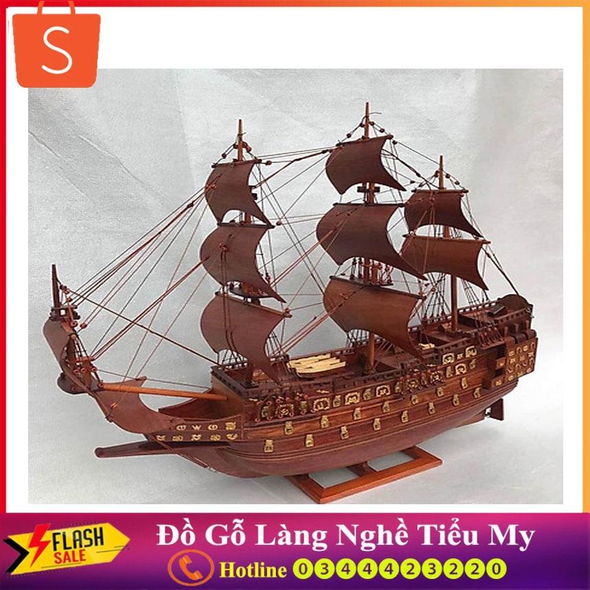 Thuyền mô hình gỗ Hương phong thủy mang lại may mắn dài 60cm