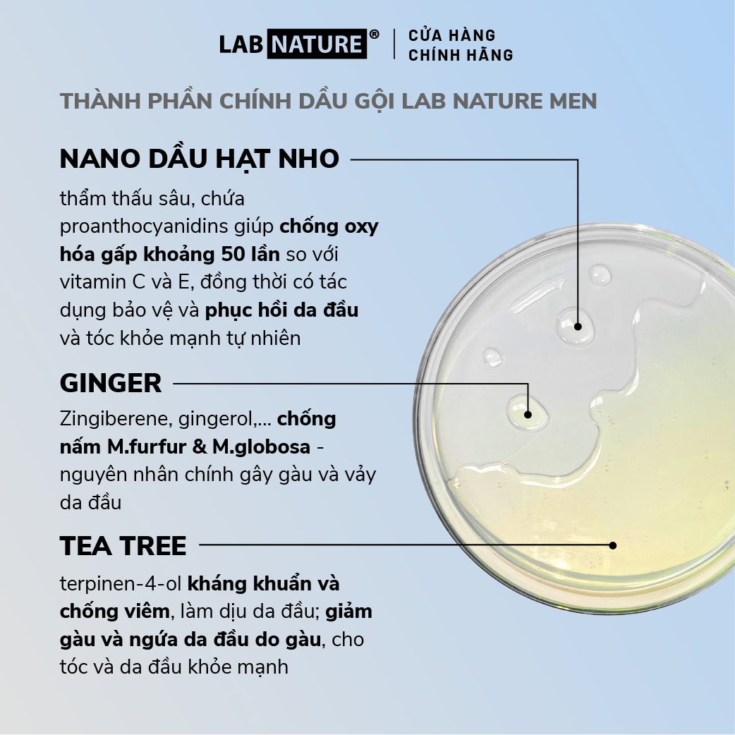 Dầu gội Lab Nature Men Dandruff 470g - Công nghệ Nano Sạch Gàu 2 Lần