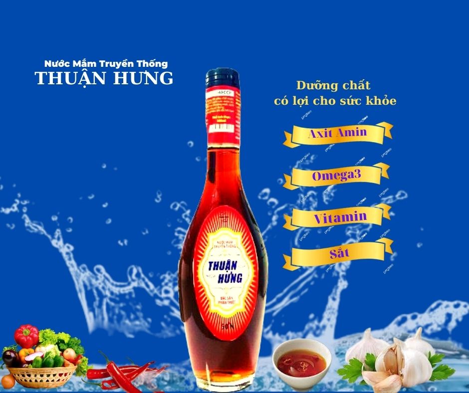 NƯỚC MẮM PHAN THIẾT CHAI THỦY TINH - THUẬN HƯNG 50 ĐỘ ĐẠM/1 THÙNG 20 CHAI 180ML