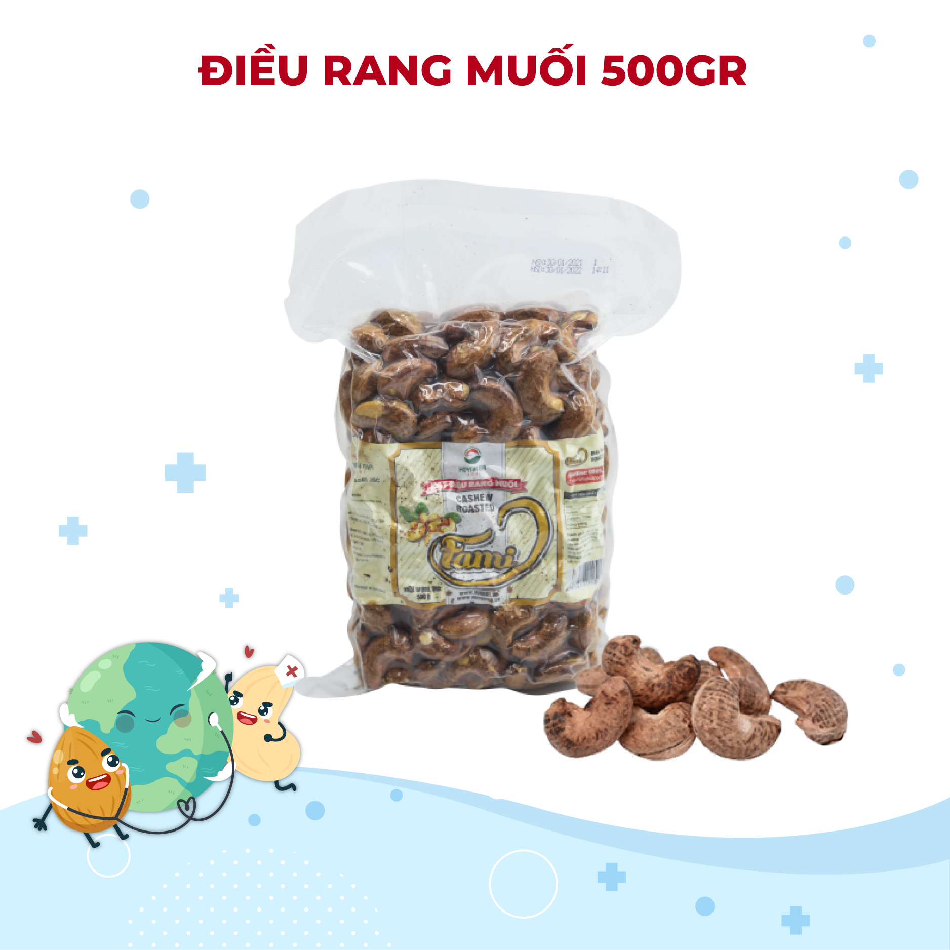 Hạt Điều Rang Muối Vỏ Lụa Fami (500g)