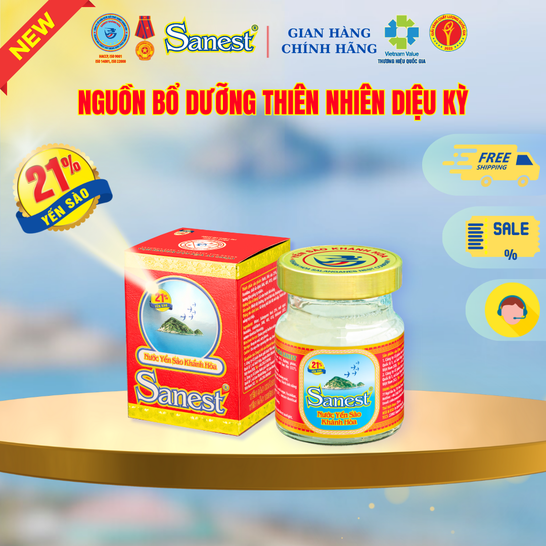 NEW [Combo 30 lọ] Nước Yến sào Khánh Hòa Sanest 21% - Có đường