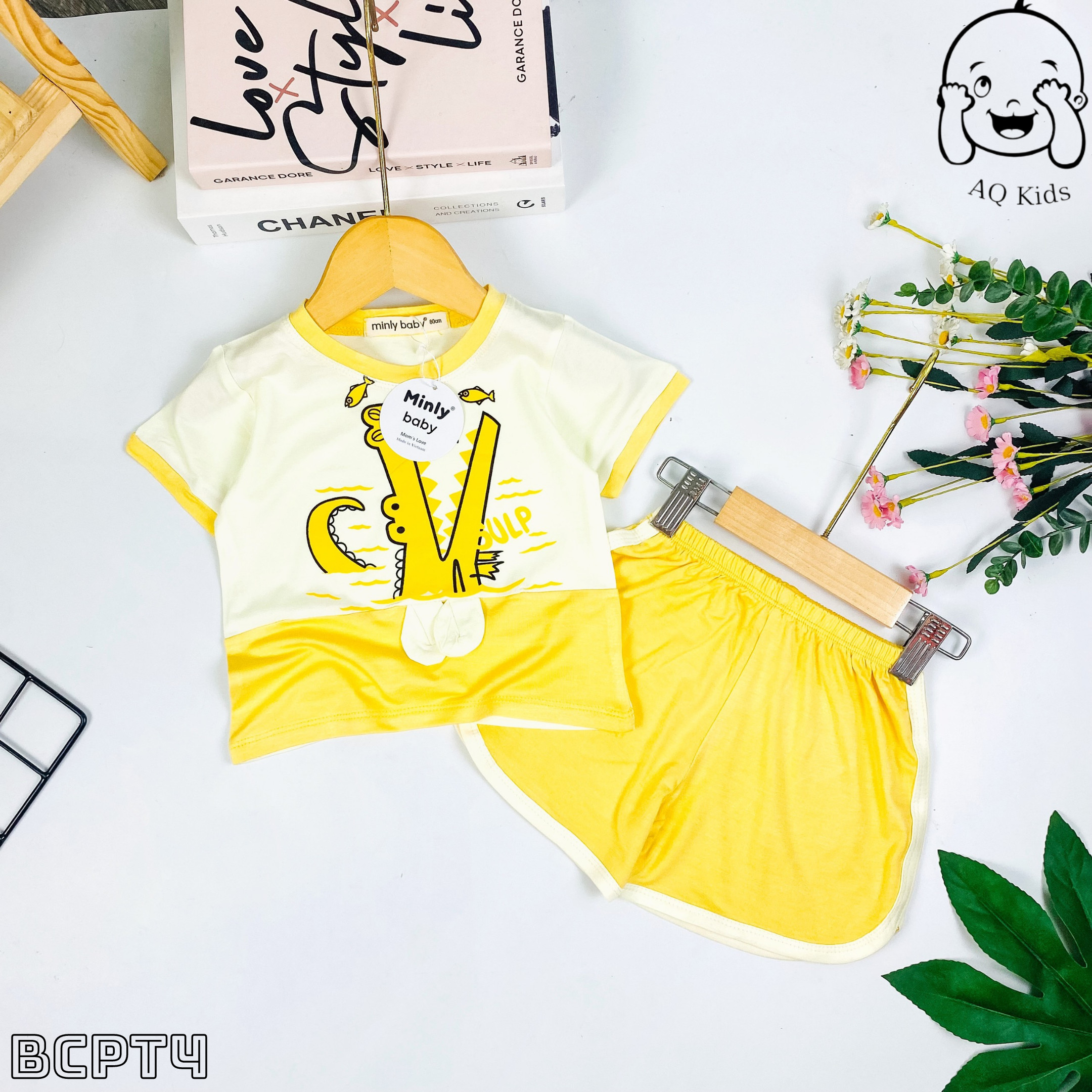 Bộ Cộc Tay THUN LẠNH MINKY MOM In Hình Toàn Thân Dễ Thương Cho Bé