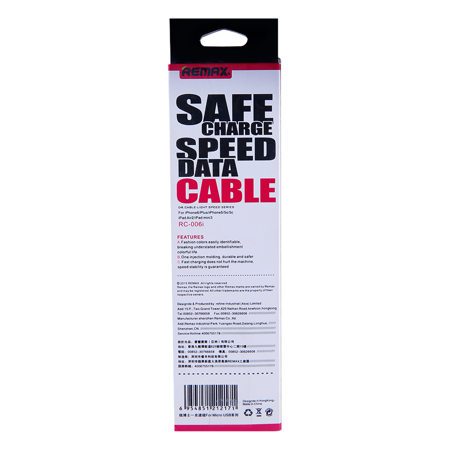 CÁP SẠC LIGHTNING REMAX RC-006I