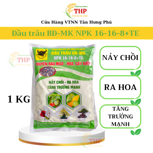 [GÓI 1KG] Phân Bón Đầu trâu BĐ-MK Bổ Sung Vi Lượng NPK 16-16-8+TE | PHÂN BÓN CHUYÊN RAU MÀU, HOA - CÂY KIỂNG