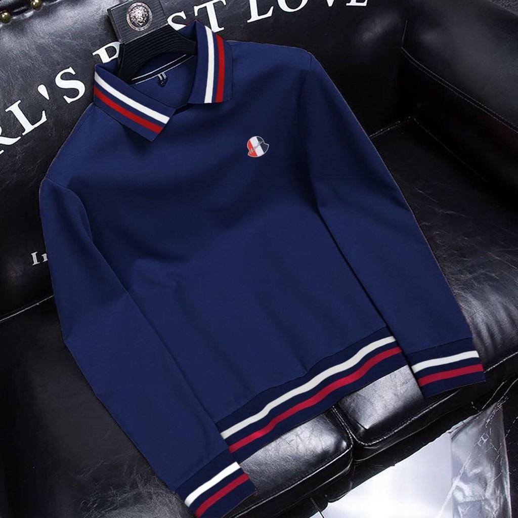 Áo thun tay dài nam nữ cổ bẻ vải thun cotton cao cấp thêu họa tiết phong cách hàn quốc _ TCS04