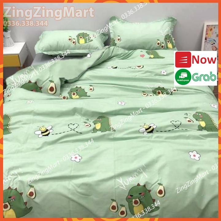 Sét vỏ chăn 5 món m4 Ga gối kèm vỏ gối ôm - Mẫu Tuần lộc xanh